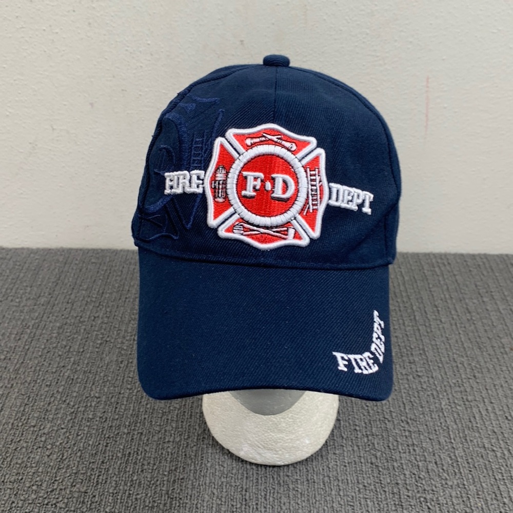 FD Fire Department Baseball Hat Unisex OSFA Navy Blue Embroidered Strapback Cap